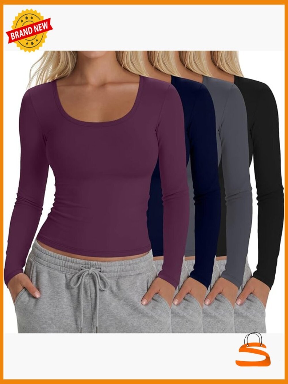 4 Pack Long Sleeve Compression Shirts Athletic Base Layer Tops for Women